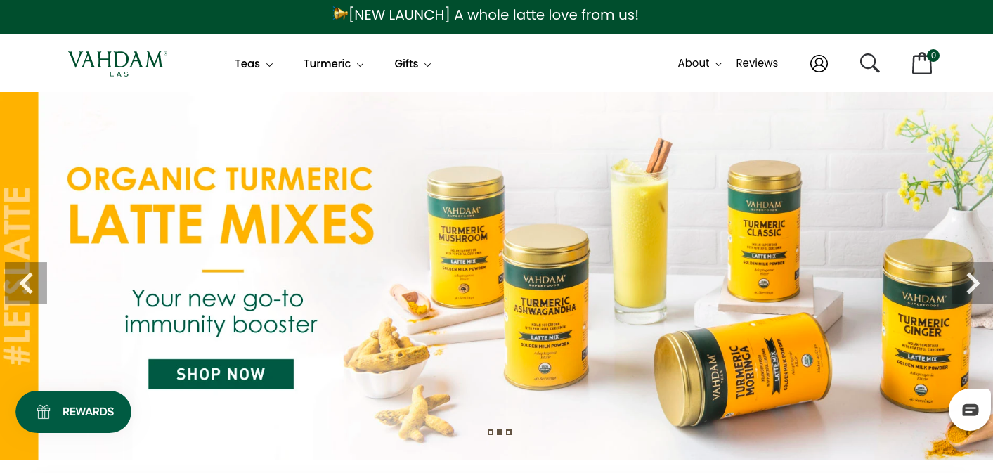 Vahdam Teas website