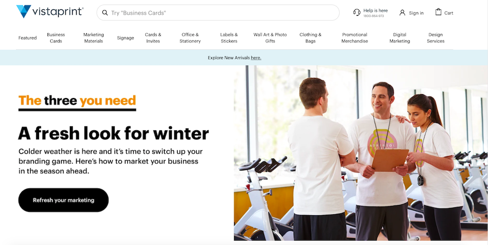 Vistaprint website