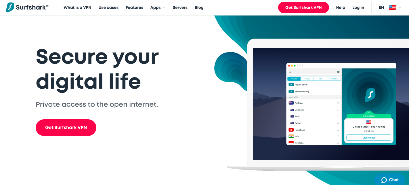 Surfshark VPN website