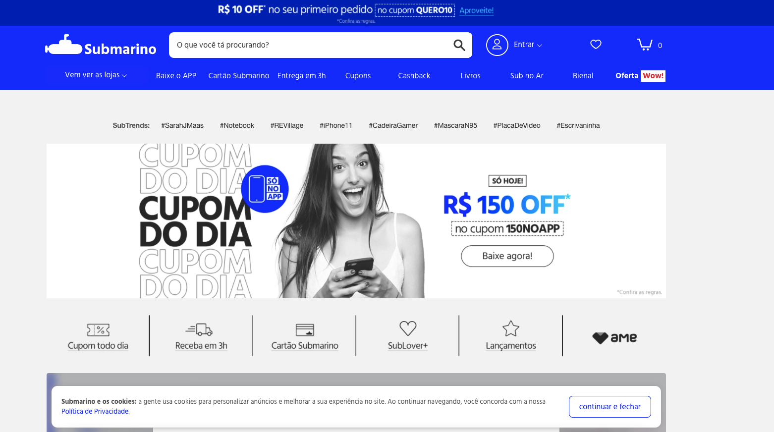 Submarino Brasil website
