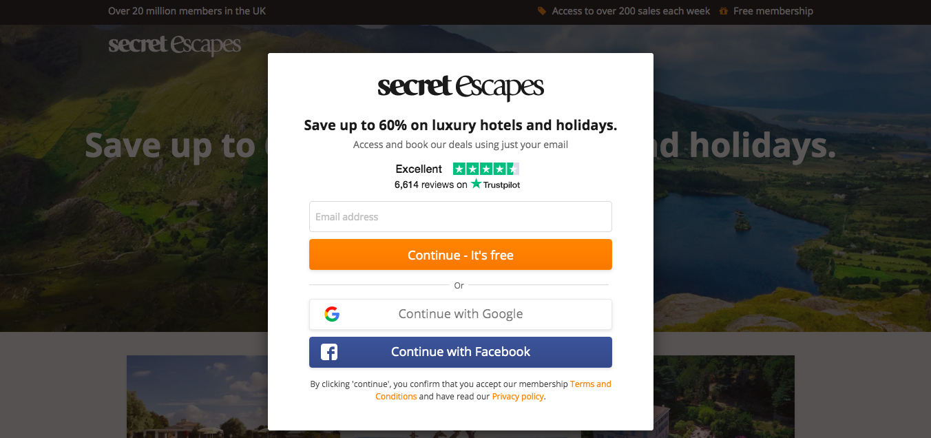 Secret Escapes website