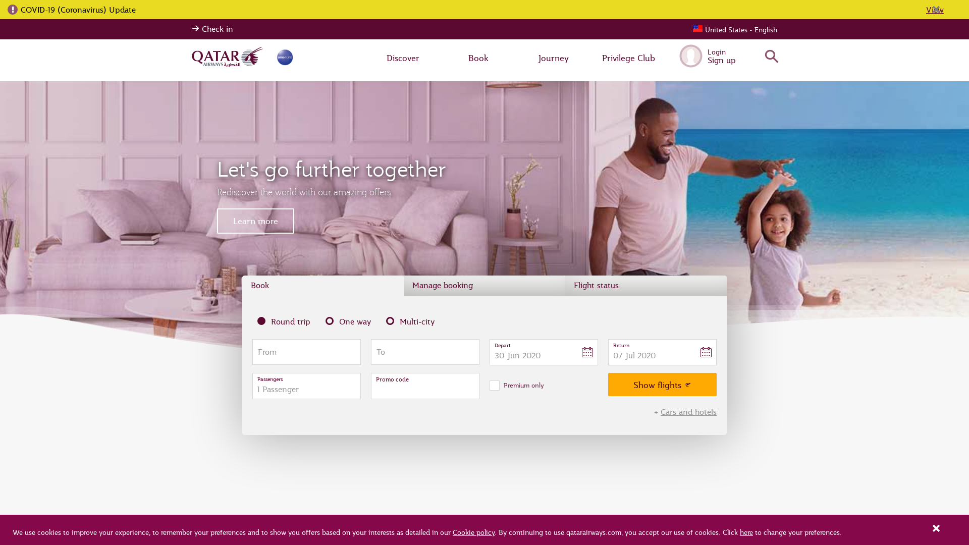 Qatar Airways WW website