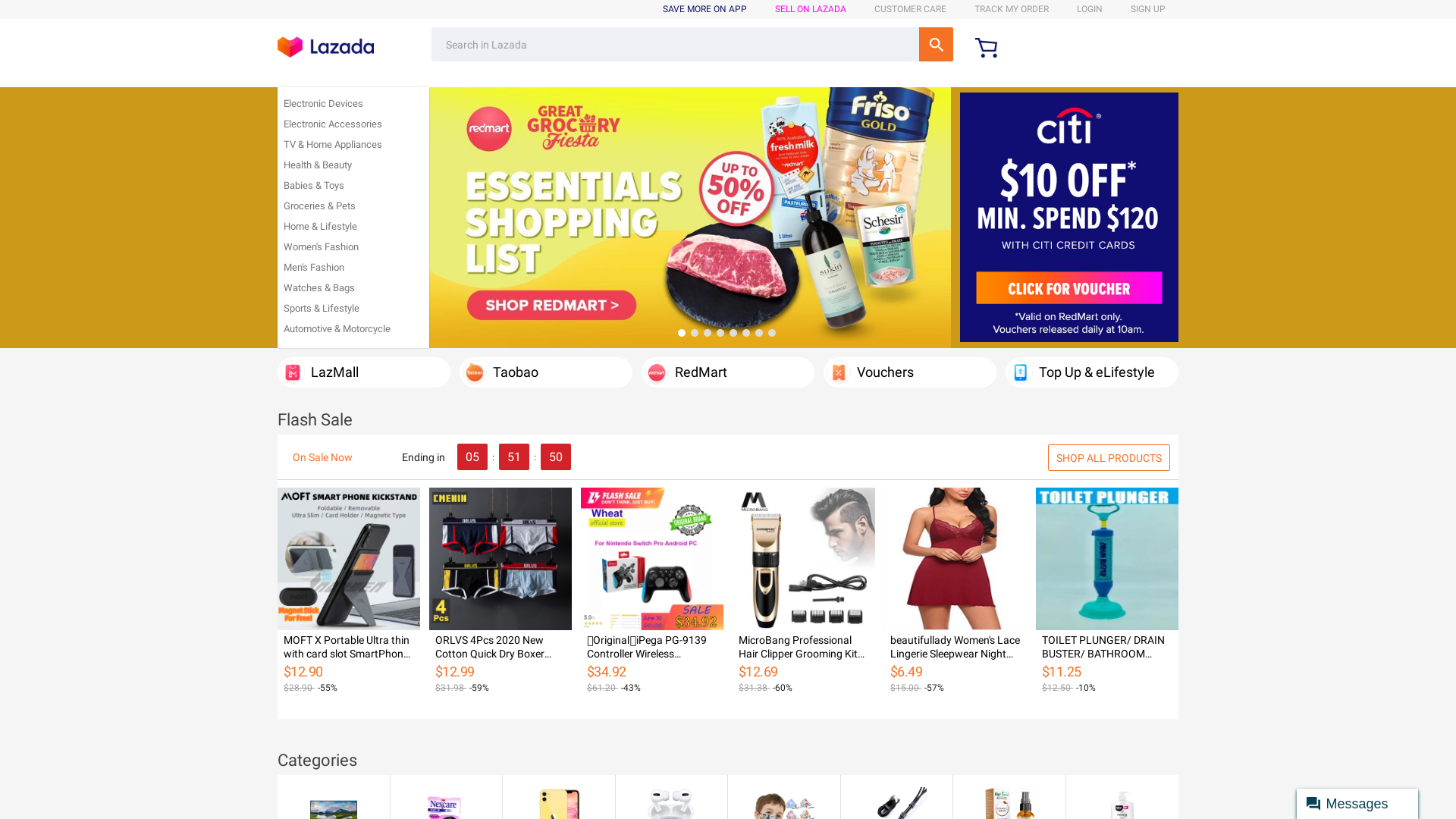 Lazada Singapore website