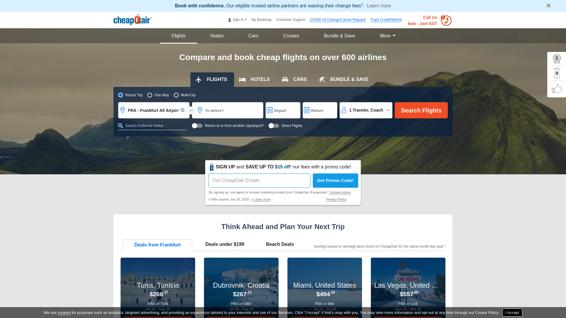 CheapOAir website
