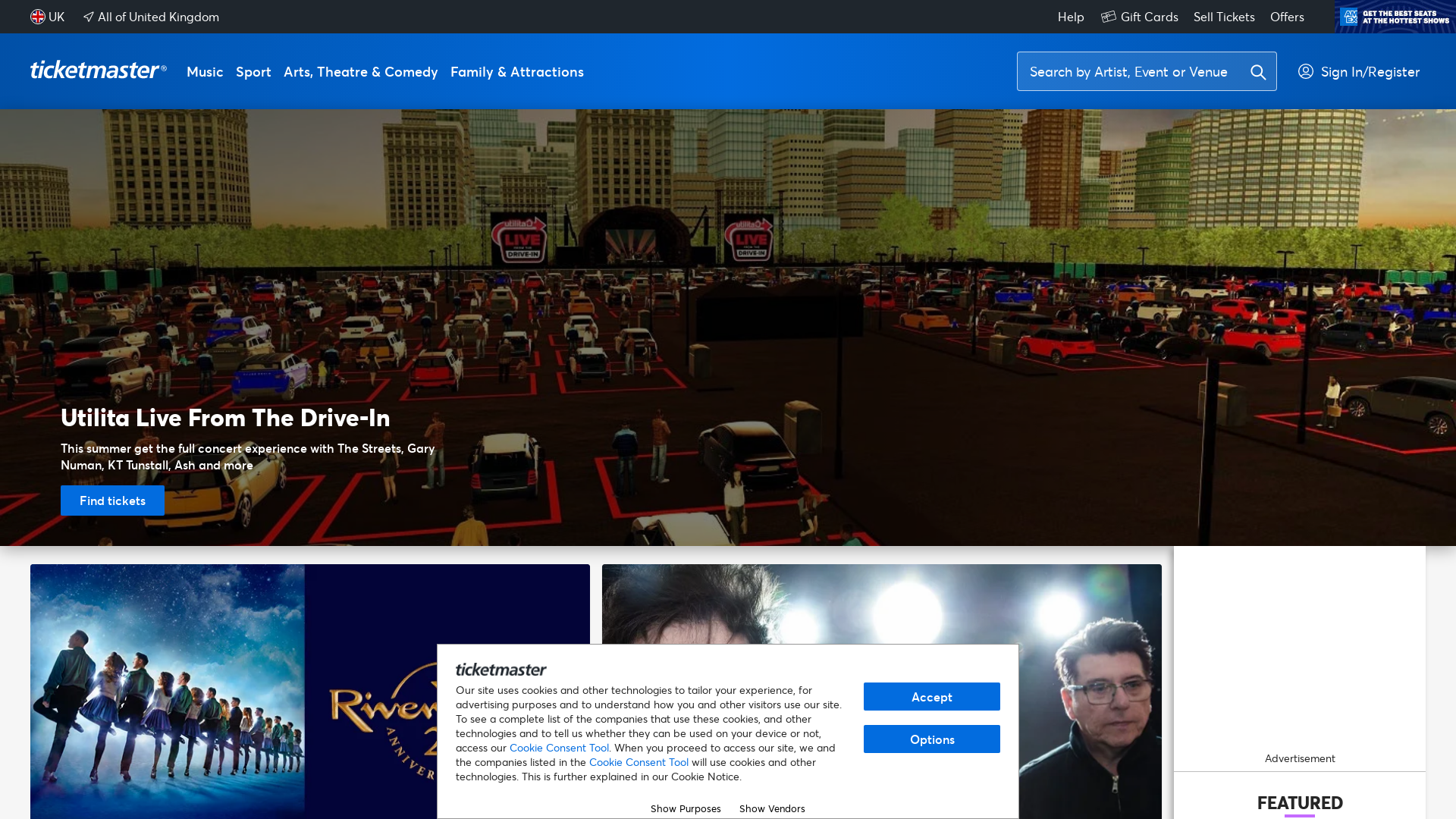 Ticketmaster UK website