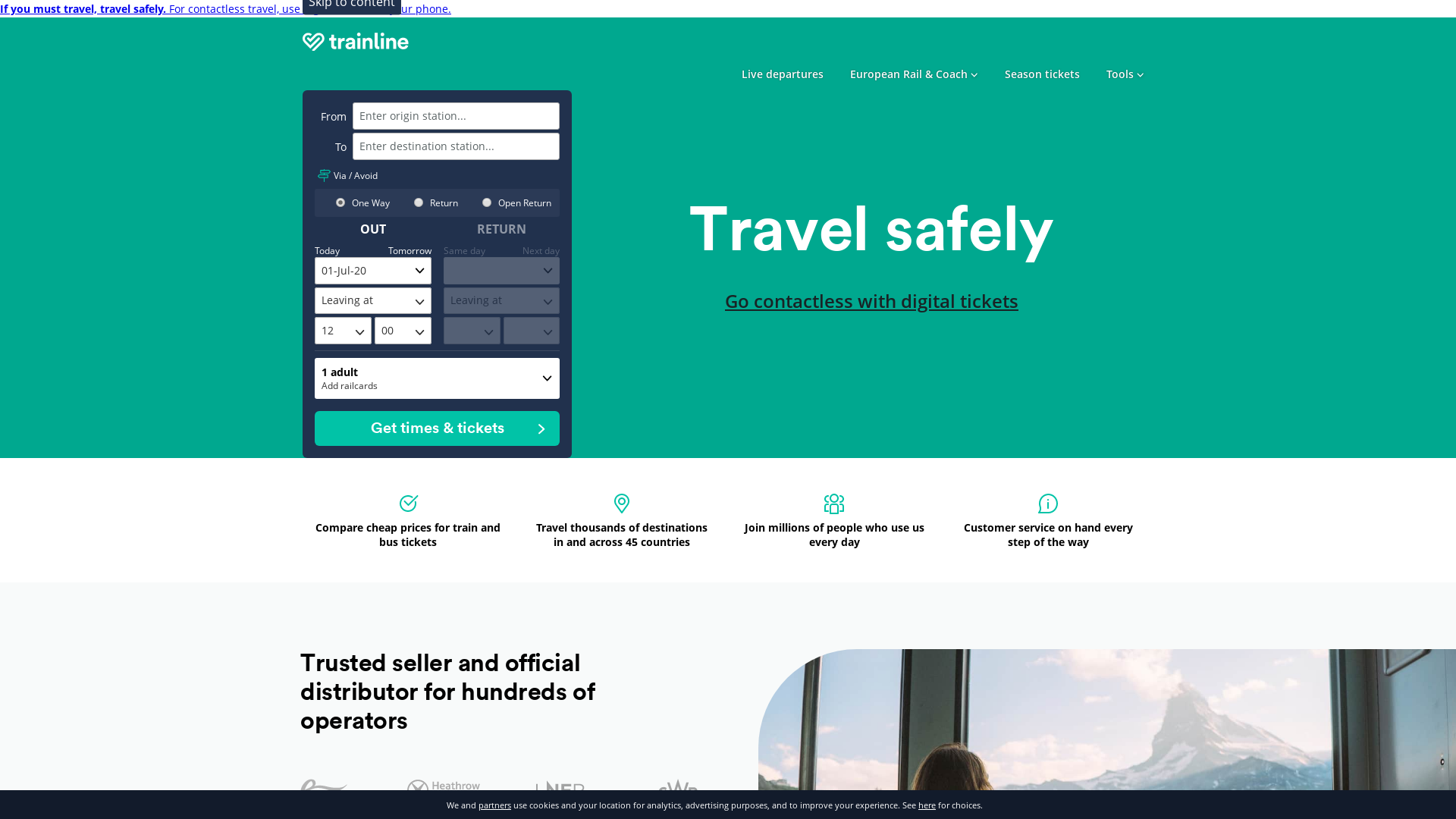 Trainline WW website