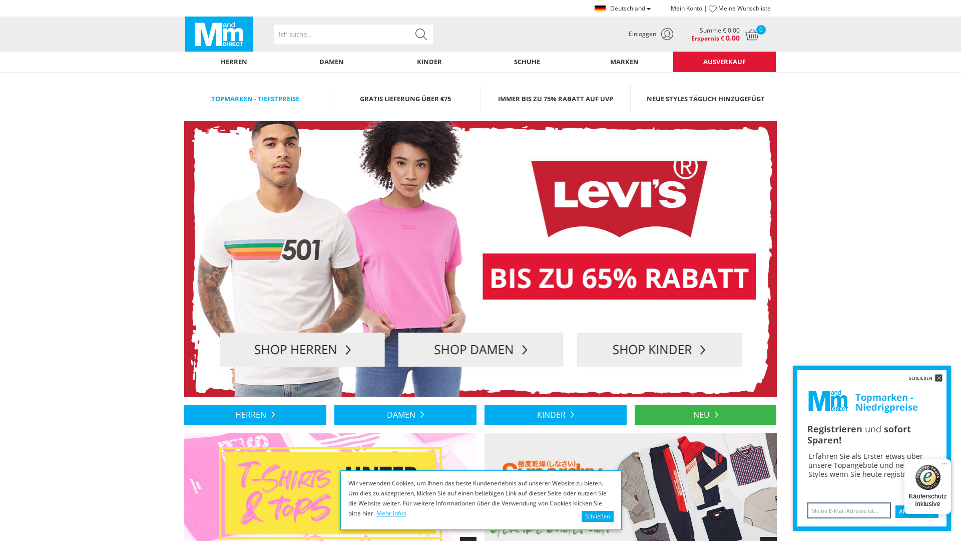 MandM Direct DE website