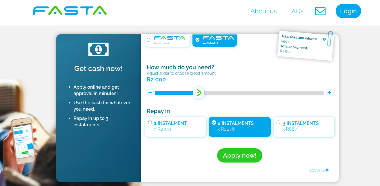 Fasta Loans website