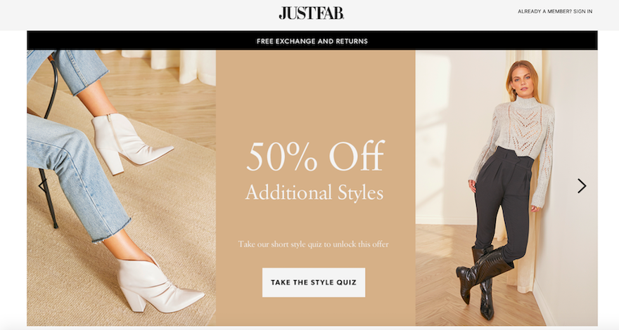 JustFab website