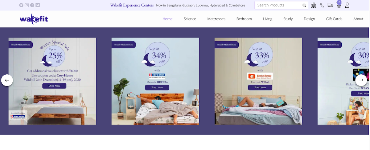 Wakefit website