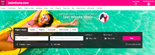 Lastminute UK website
