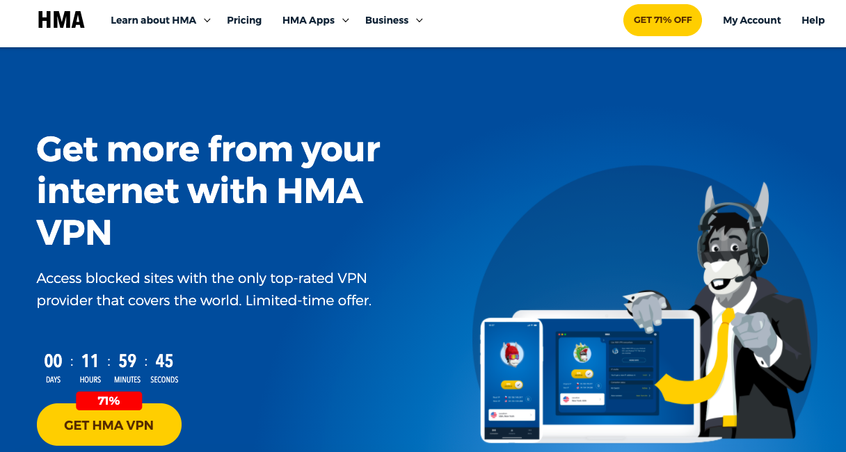 HideMyAss VPN website