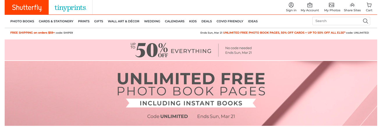 Shutterfly website