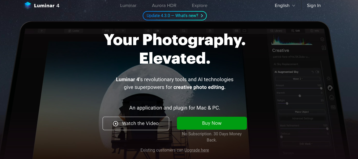 Luminar 4 website