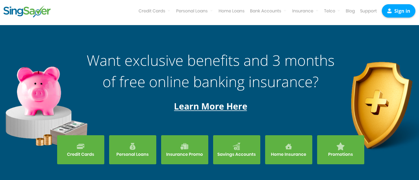 SingSaver Credit Cards website